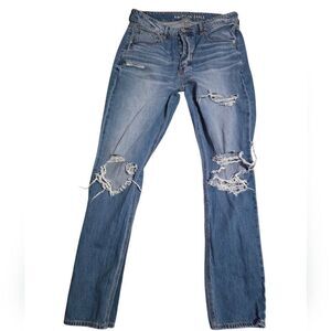American Eagle Tom Girl Distressed Jeans 6 Long